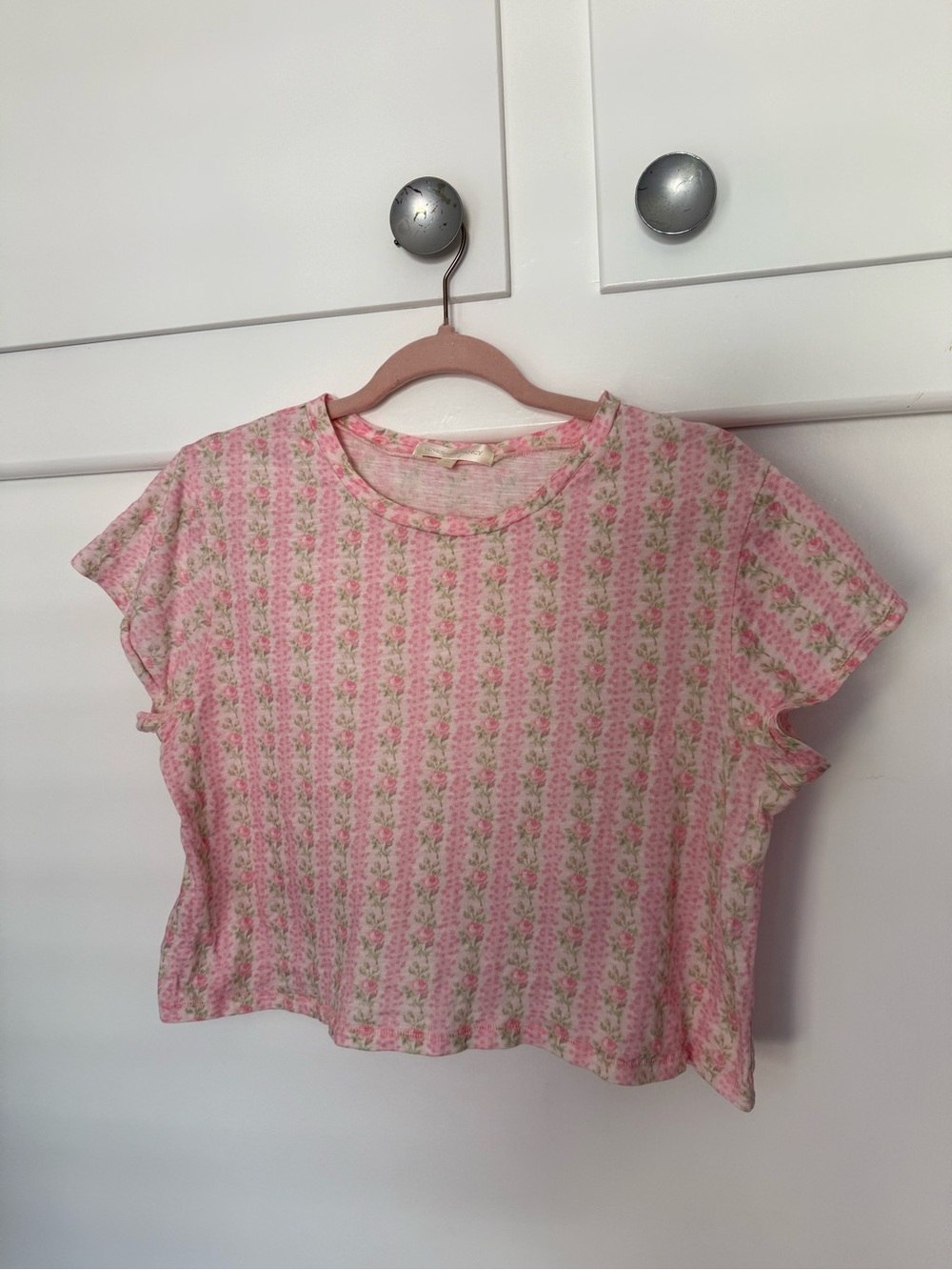 LoveShackFancy Rubin Cropped Tee in Blooming Heirloom